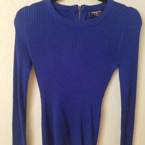 Dark Blue Ribbed Top with Back Zipper